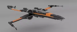 Star Wars Black T70 X Wing Starfighter and BB8 rigged 3D model