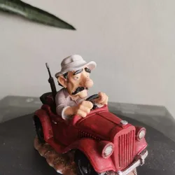 Vintage Driver with Hat in Red Car – STL File for 3D Printing | Funny Cartoon Figurine Model | Digital Download