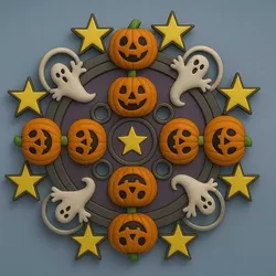 Halloween Mandala - Pumpkins, Ghosts and Stars
