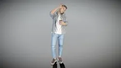 Young man with coffee talking on phone 237