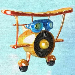 Airplane cartoon 02 Low-poly 3D model