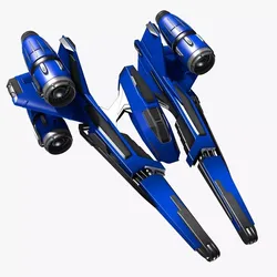 bluefighter spaceship flying 3D model