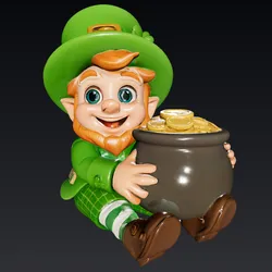 Cute Leprechaun with Pot of Gold - St. Patrick's Day Figurine for 3D Printing