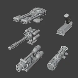 Gaslands 20mm (1:64) Scale Flamethrower Six Weapon Set – Miniature Tabletop Gaming STL