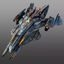 Starfighter futuristic spaceship flying in air Low-poly 3D model
