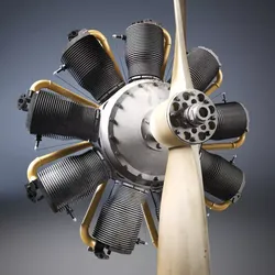 Airplane radial engine and propeller  3D model