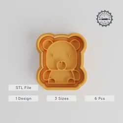 Bear Shape Cutter & Stamp Set, Cookie & Fondant Tool, 3 Sizes, Baby Shower Theme