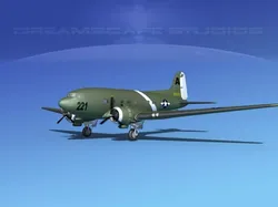 Douglas C-47 Dakota USAAF V4 3D model