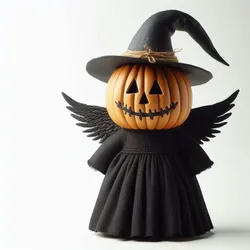 Halloween Special Pumpkin 3D Print – Spooky Pumpkin with Costume, Cap, and Bat Wings, Decorative Model for Halloween