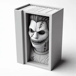 Horror Book Nook 3D Print – Modern Style Bookshelf Diorama, Spooky Miniature Scene, Haunted Decorative Insert