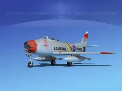 North American F-86 Sabre Jet V04 USAF 3D model