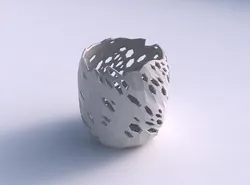 Bowl cylindrical with twisted crystal skin with holes 2 3D model