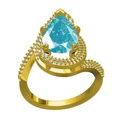 Pear Stone Round Diamond Double Halo Bypass Ring