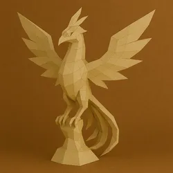 Phoenix Papercraft Style 3D Model – Majestic Geometric Bird STL for 3D Printing