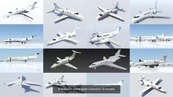 8 business plane static collection 3D Model Pack