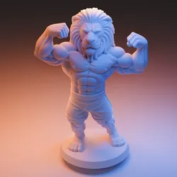 BEAST MODE LION KING – Muscular Lion Statue (STL for 3D Printing)