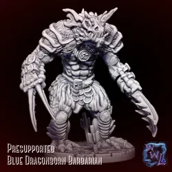 Blue Dragonborn Barbarian  |  Presupported