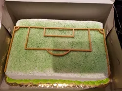 Soccer field cake