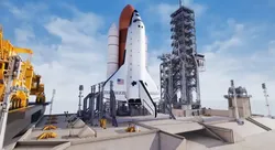 Space Shuttle Launch  Realistic Environment Low-poly 3D model