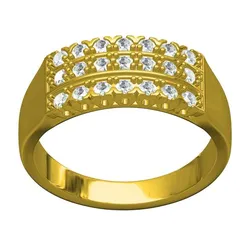 Three Row Round Diamond Engagement Ring