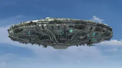 UFO Model spaceship flying in sky 3D model