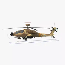AH64E Apache Longbow Helicopter Desert Rigged Low-poly 3D model