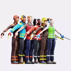 Airport Ground Crew - Animated and Rigged Low-poly 3D model