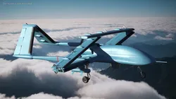 Armed Combat Drone Blue with Wings Folded 3D model