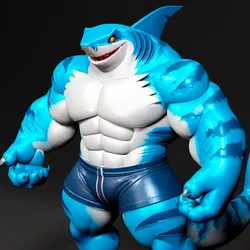 Cartoon Muscular Shark 3D PRINTING