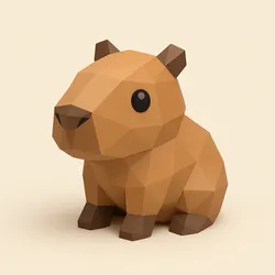 Cute Capibara Low Poly Figure