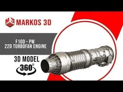 F100 - PW - 220 Turbofan Engine - with Interior Parts 3D model