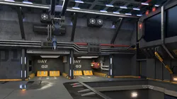 Futuristic Hangar Interior Blue Lights 3D model