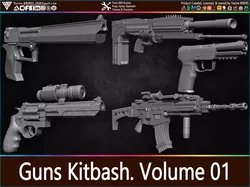 Guns Kitbash Vol 01 Low-poly 3D model