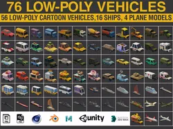 Low Poly Cars Ships and Planes Low-poly 3D model