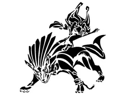 Midna riding wolf stencil