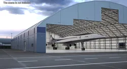 Overture Supersonic Jet Aircraft in Hangar 3D model