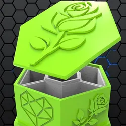 "Paradise Garden" 130mm Storage Box - with Roses and Polygonal The "Paradise Garden" Storage Box 130mm - with roses and polygonal heartNeart