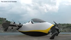 Personal EVTOL Aircraft with 8 Propellers Rigged 3D model