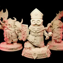 RPG Minions – Cleric, Orc & Dwarf Barbarian STL | Fantasy D&D Style 3D Models