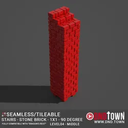Floor - Stairs - Stone Bricks - Level04 - 1x1 - 90 Degrees MIDDLE - Bare Top - Center - 01.1 (SCUFFED) - 3D Modular Dungeon Tile - DnD Town Minis (www.dnd.town)