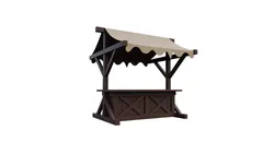 Medieval Wooden Market Stall for 3D print Low-poly 3D model