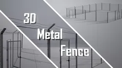 Modular 3D Metal Fence Low-poly 3D model
