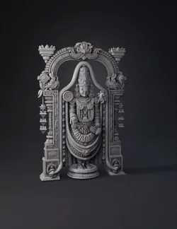 ornate deity statue with arch intricate carvings jewelry and robes