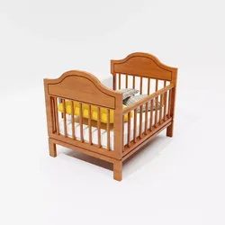 Realistic Wooden Crib Low-poly 3D model
