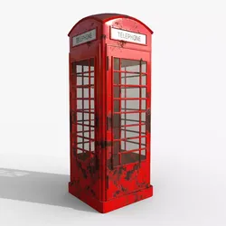 Telephone Booth Low-poly 3D model
