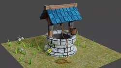 The Well house with roof Low-poly 3D model