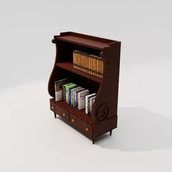 Wooden Bookshelf Showcase with Books Low-poly 3D model