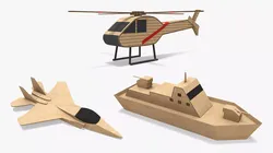 Cardboard Toy Vehicles Collection 3D Model Pack