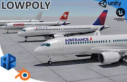 Pack Airbus A220-300 Multi livery Low-poly 3D model