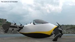 Personal EVTOL Aircraft with 8 Propellers Rigged for Cinema 4D 3D model